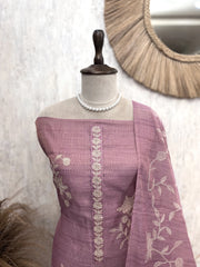 Unstitched Tissue Linen Suit Set Featuring Linen Dupatta