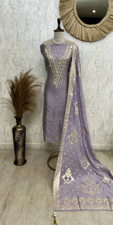 Unstitched Maheshwari Suit Set Featuring Organza Dupatta