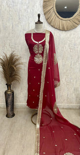 Organza Unstitched Suit Set With Organza Dupatta