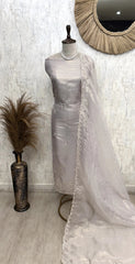 Glass Organza Unstitched Suit Set With Glass Organza Dupatta