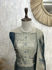 Tissue Unstitched Suit Set Featuring Tissue Dupatta