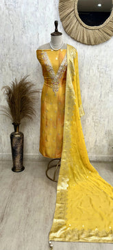 Organza Unstitched Suit Set With Organza Dupatta