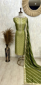 Tissue Unstitched Suit Set Featuring Dola Silk Dupatta