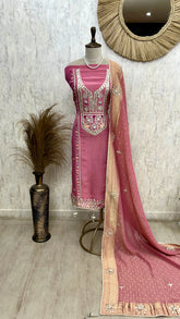 Crush Tissue Unstitched Suit Set With Crush Tissue Dupatta