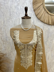 Organza Unstitched Suit Set Featuring Organza Dupatta