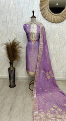 Tissue Unstitched Suit Set Featuring Tissue Dupatta