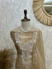 Glass Organza Unstitched Suit Set Featuring Glass Organza Dupatta