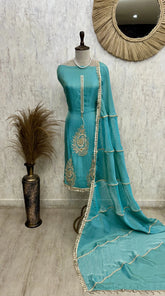 Tissue Unstitched Suit Set With Tissue Dupatta