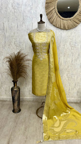 Tissue Unstitched Suit Set With Tissue Dupatta