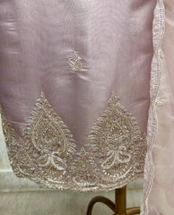 Glass Organza Unstitched Suit Set With Glass Organza Dupatta