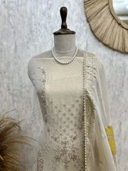 Tissue Unstitched Suit Set With Tissue Dupatta