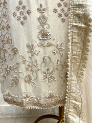 Tissue Unstitched Suit Set With Tissue Dupatta