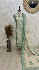 Tissue Linen Unstitched Suit Set With Tissue Linen Dupatta