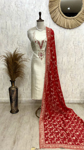 Tissue Silk Unstitched Suit Set Featuring Organza Dupatta