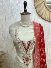 Tissue Silk Unstitched Suit Set Featuring Organza Dupatta