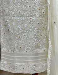 Lucknowi Chikankari Georgette Unstitched Suit Set