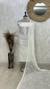 Lucknowi Chikankari Georgette Unstitched Suit Set