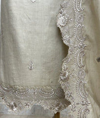Thread & Pearl Work Mul Chanderi Unstitched Suit Set