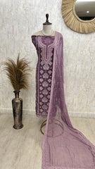 Chikankari & Pearl Work Georgette Unstitched Suit Set