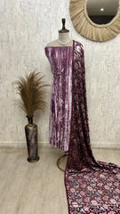 Brasso Velvet Unstitched Suit Set