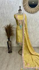 Tissue Unstitched Suit Set Featuring Tissue Dupatta