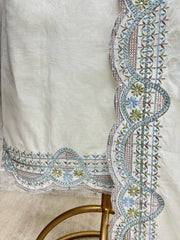 Embroidered Neckline Mul Chanderi Unstitched Suit Set