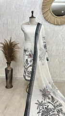 Digital Printed Jamdani Linen Unstitched Suit Set