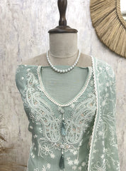 Thread Work Linen Unstitched Suit Set