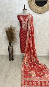 Timeless charm organza unstitched suit set