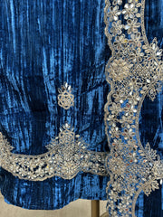 Velvet Unstitched suit with mirror embellishment