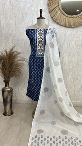 Indigo Cotton Unstitched Suit Set
