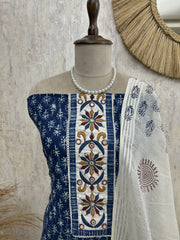 Indigo Cotton Unstitched Suit Set