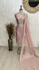 Glass Organza Unstitched Suit Set