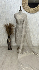 Glass Organza Unstitched Suit Set