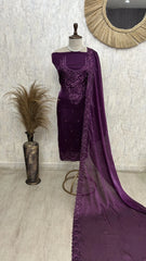 Bird motif Organza Unstitched suit set