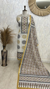 Symmetrical Floral Boota Pattern Jamdani Linen Unstitched Suit Set