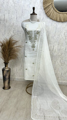 Pita Work Mul Chanderi Unstitched Suit Set