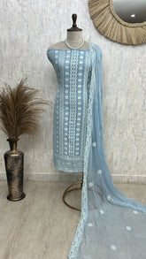 Lucknowi Georgette Unstitched Suit Set