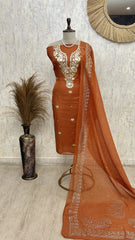 Mul Chanderi Unstitched Suit