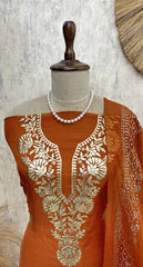 Mul Chanderi Unstitched Suit