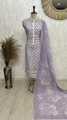 Symmetric Print Linen Unstitched Suit Set