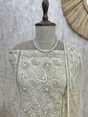 Georgette Unstitched Suit Set With Pearl Work