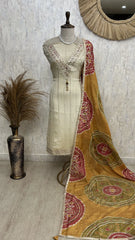 Intricate Hand Work Crush Tissue Unstitched Suit Set