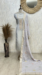 Graceful Tissue Silk Unstitched Suit