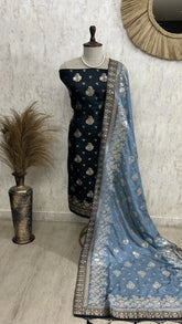 Banarasi Silk Unstitched Suit Set