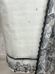 Elegant White Organza Unstitched Suit