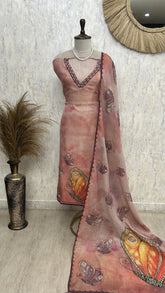 Butterfly Motif Jamdani Linen Unstitched Suit Set