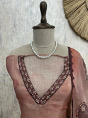 Butterfly Motif Jamdani Linen Unstitched Suit Set