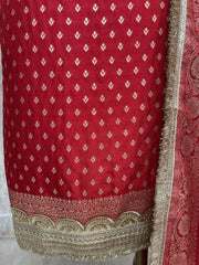 Dola Silk Unstitched Suit Set with Banarasi Weaving