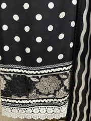 Muslin Unstitched Suit Set With Floral & Polka Print